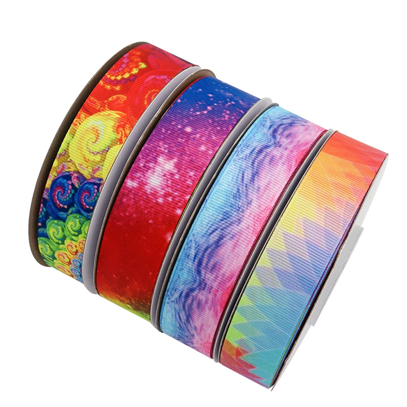 22mm 25mm Heat Transfer Rainbow Gradient Print Grosgrain Ribbon For Diy Hair Bows Crafts Accessories And Materials