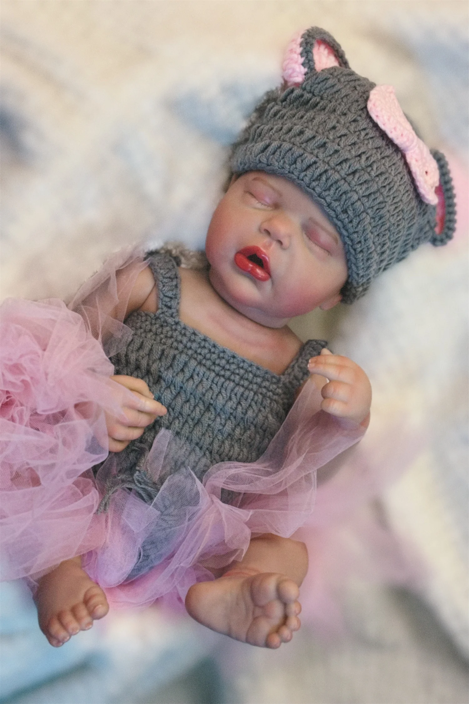 18-20Inch Cuddly Washable Alexis Bebe Reborn Girl With Painted Hair 3D Painted Skin Soft Touch Handmade Lifelike Newborn Doll