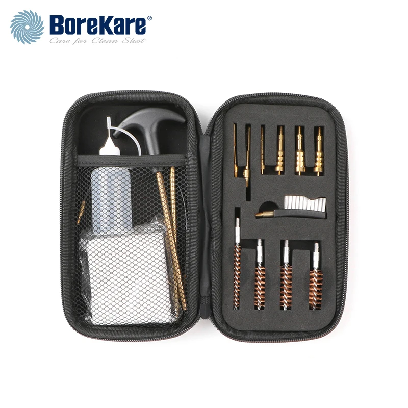 BoreKare Pistol Cleaning Kit Professional Gun Clean Tools Brush Outdoor Hunting Accessories 9mm 20pcs Set Portable EVA Case