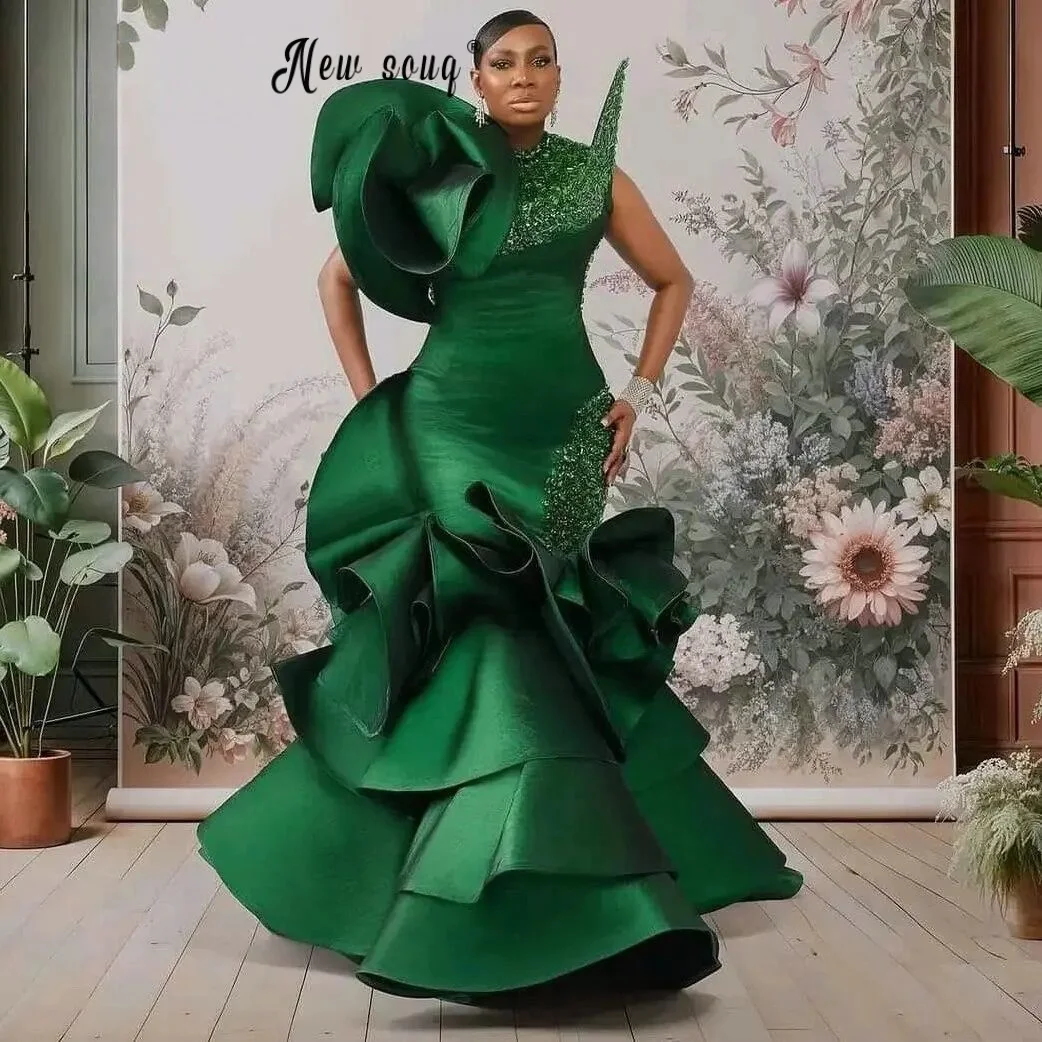 one shoulder emerald green prom dress Aso Rbi Dresses Mermaid Second Reception Gowns Plus Size Satin Wedding Guest Gown Customized New Chiffon Halter Mini Dress Size:SIZE US 5-6 pattern_Corded Reuniontower com Not Fitted