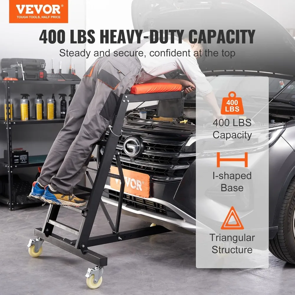 

Adjustable Height Automotive Creeper, 400 LBS Capacity, 4 Swivel Wheels for Auto Repair