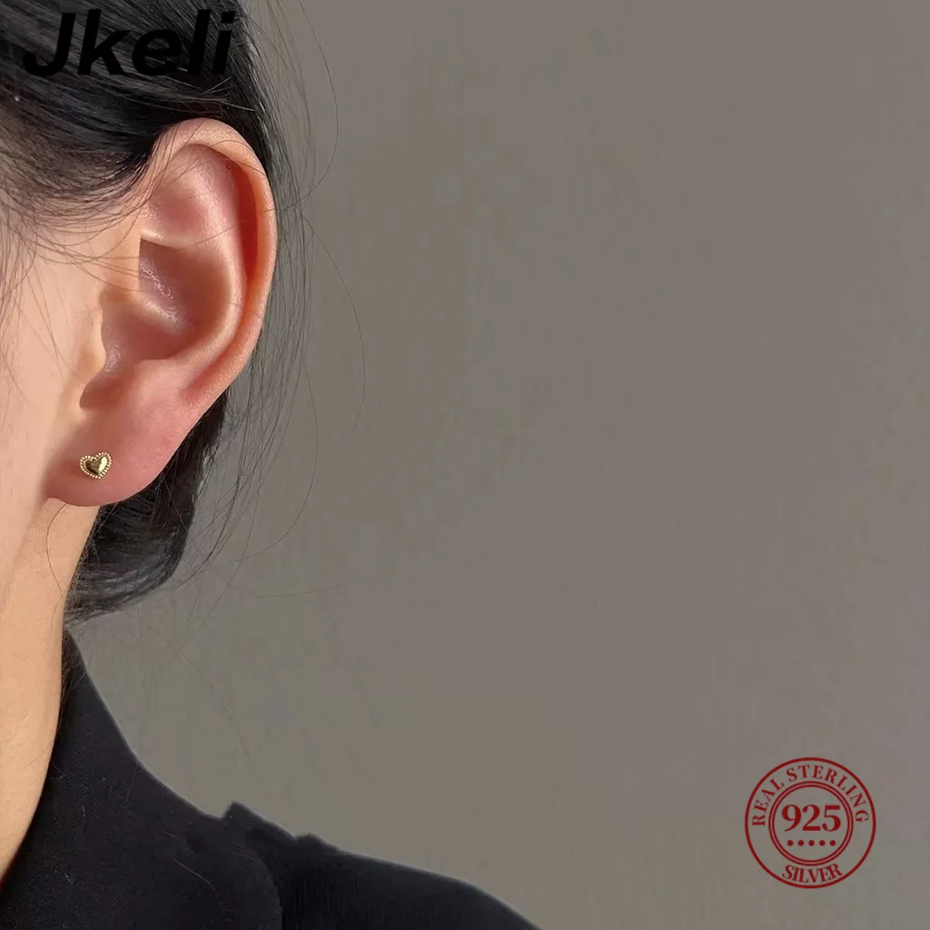 Jkeli S925 Sterling Silver 14K placcato oro carino torta bordo orecchini a cuore donne semplice moda versatile gioielli orecchio
