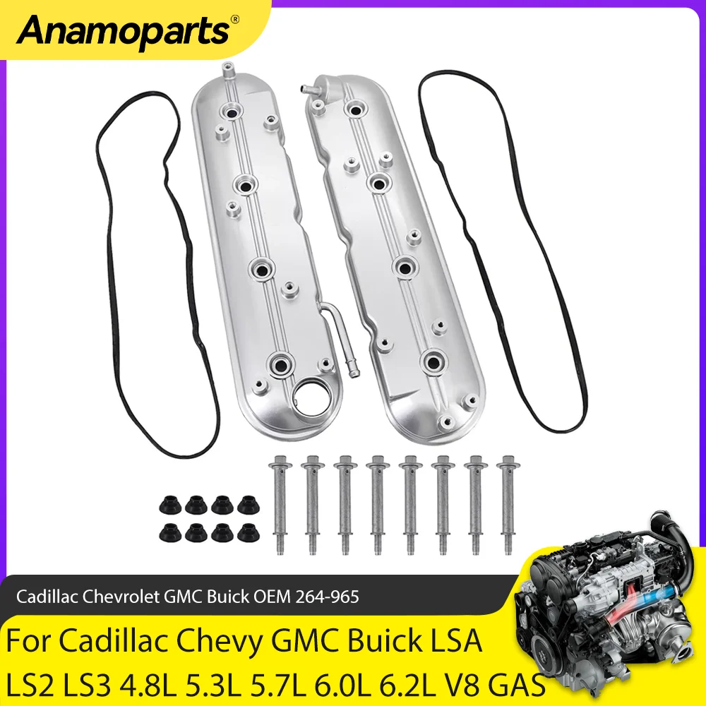 Engine Parts Valve Cover Set Fit 4.8 5.3 5.7 6.0 6.2 L For Chevy Silverado Suburban Camaro GMC Sierra 5.3L 5.7L 6.0L 6.2L GAS