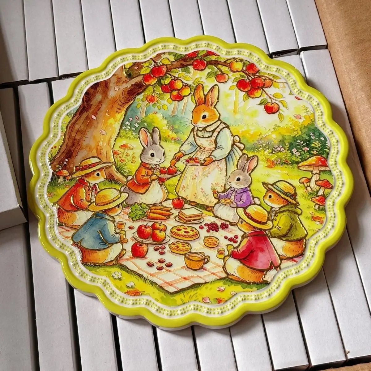 Rabbit Lace Dinner Picnic Camping Ceramic Insulation Mat Heat-resistant Anti-scalding Non-slip Placemat Table Decoration