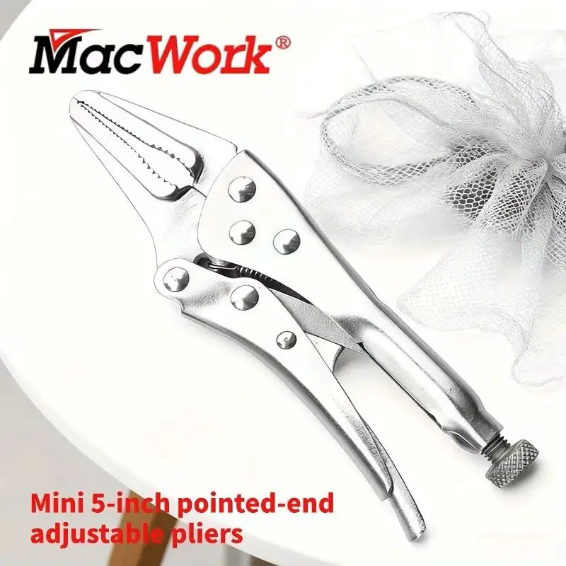 كماشة أنف حادة صغيرة شديدة التحمل مقاس 5 بوصات - ارتفاع قابل للتعديل، قبضة غير قابلة للانزلاق، أداة تثبيت معدنية مدمجة وقوية