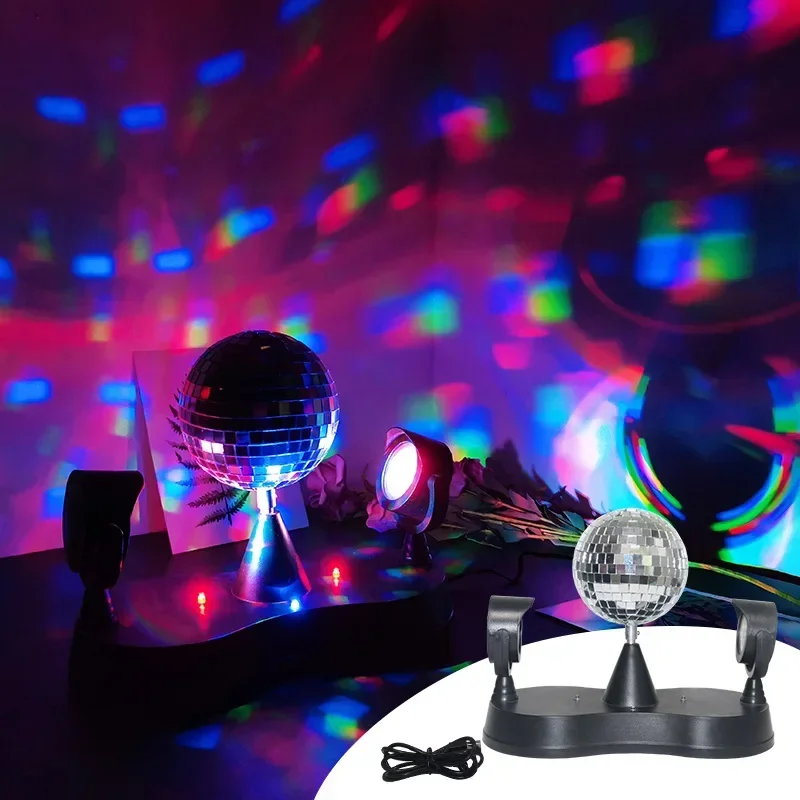 

LED single mirror ball 5-inch stage party light, family gathering holiday atmosphere light, Christmas decoration gift light