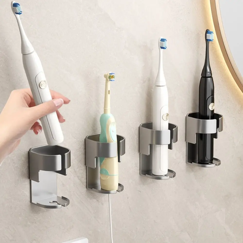 Space Aluminum Electric Toothbrush Holder Bathroom Supplies Adhesive Toothbrush Storage Base Self-adhesive Moisture-proof