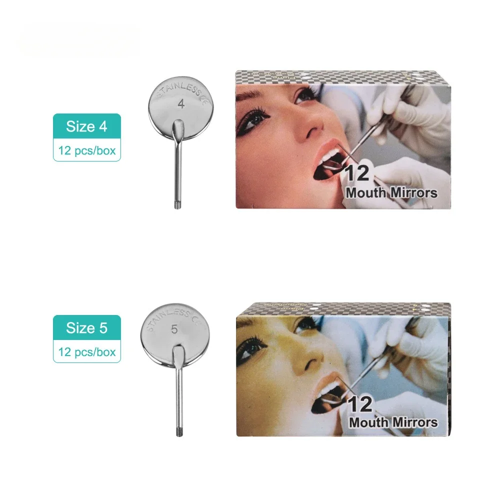 

12pcs Stainless Steel Dental Mouth Mirror Head 4#5# Dental Equipment Accessory Dental Mouth Lens Replacement Head
