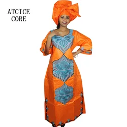 African Dress for Women Plus Si ze Embroidery Weddi ng Guest Long Maxi Dress with Scarf