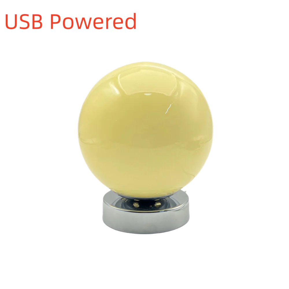 USB Powered Glass Ball Table Lamp Vintage Minimalist Spherical Night Light with 3 Color Light Modern Colorful Ambient Lamp