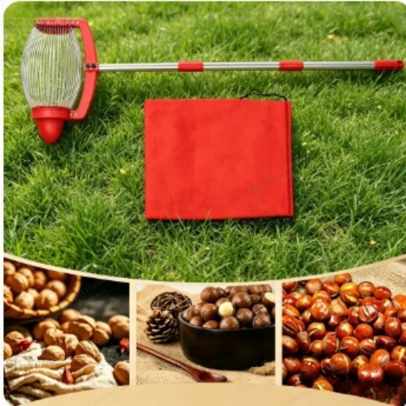 Stainless Steel ABS 1-5cm Nut Collector Walnut Collector with Side Opening and Adjustable Handle Help You Collect Nuts Chestnut