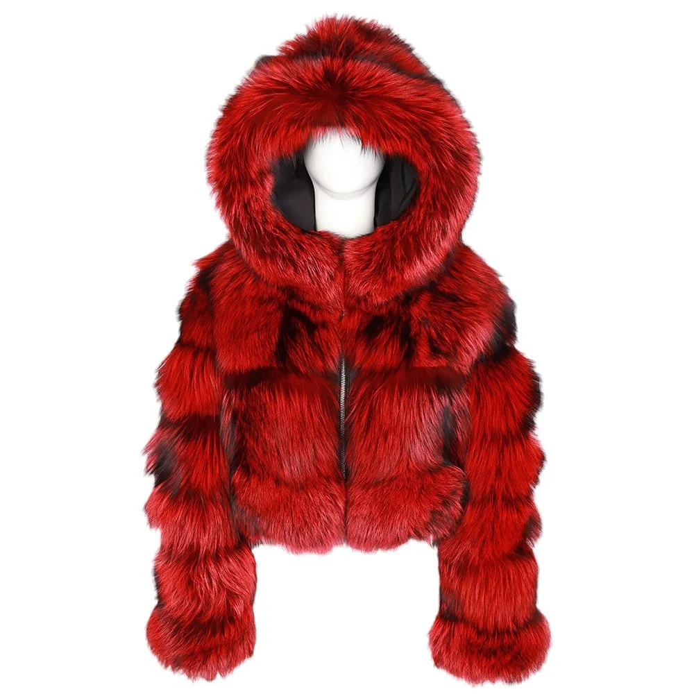 Good Quality Fur & Faux Fur Fox 14-18 InchSoft  Coat,Women's Faux Fur New In Outwear Coat,2024 Christmas Gift Coat