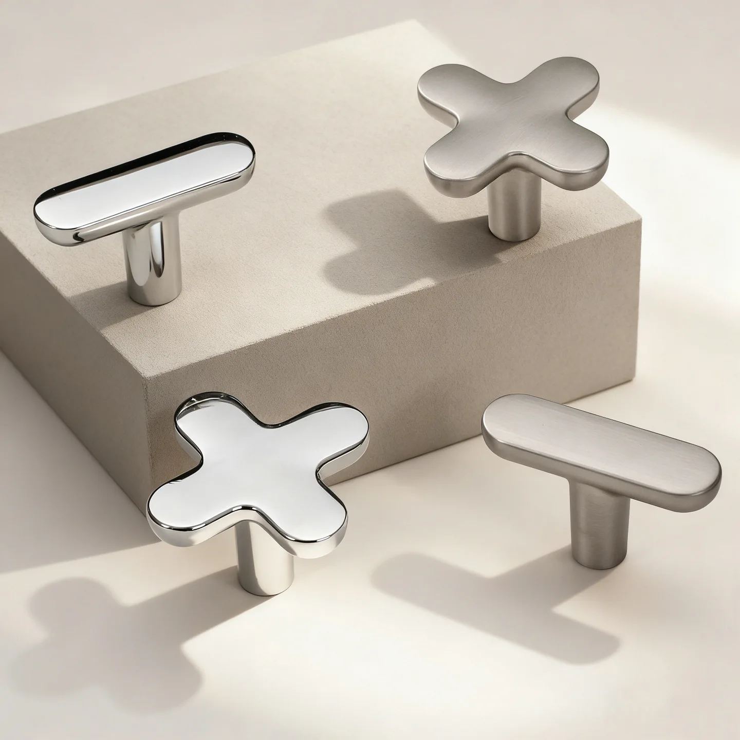 Furniture hardware cabinet handles wardrobe drawers new Chinese style zinc alloy bright silver handles