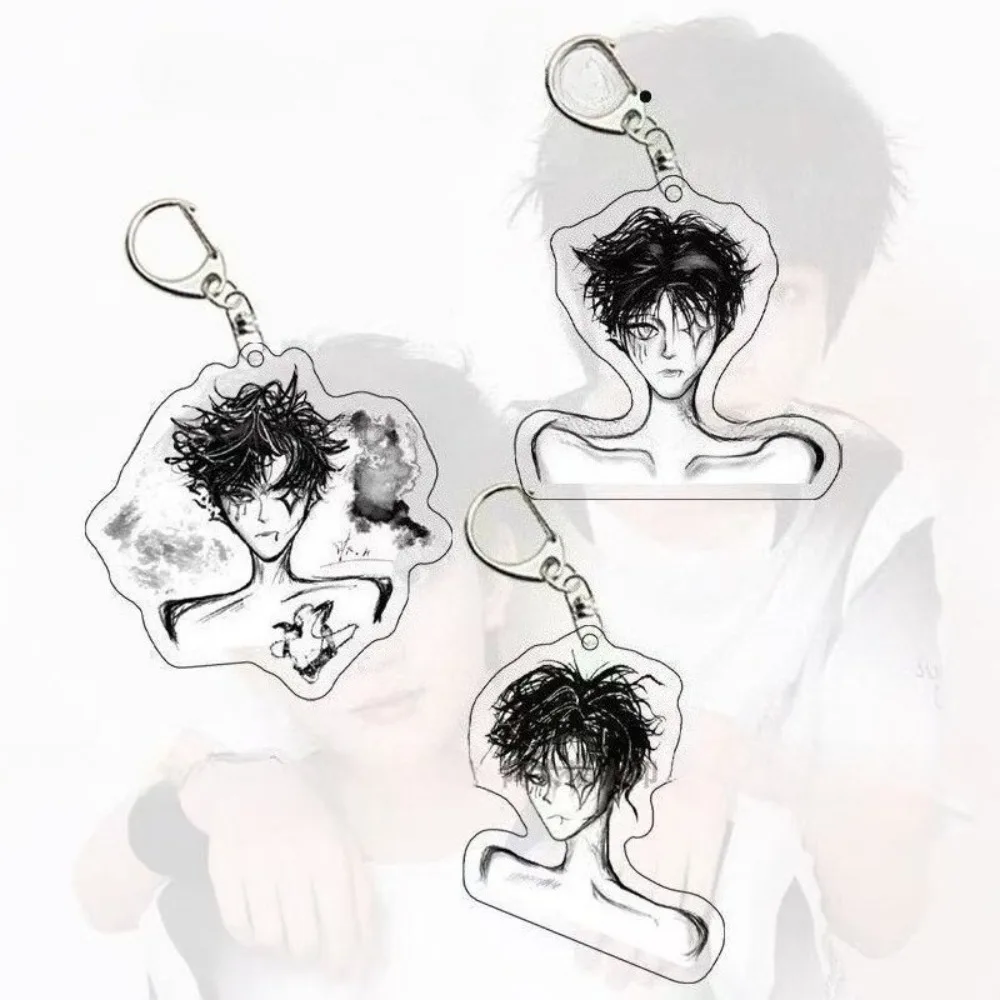 Male Celebrity Singer Wang Lujie Character Acrylic Keychain with High Aesthetic Backpack Hanging Accessories Collection Gifts