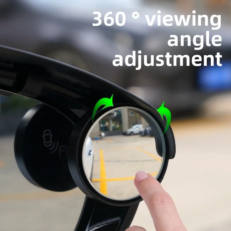 360° Blind Spot Round Mirror & Rearview Rain Eyebrow, Universal Car Parking Safety Auxiliary Exterior Accessories 2PCS