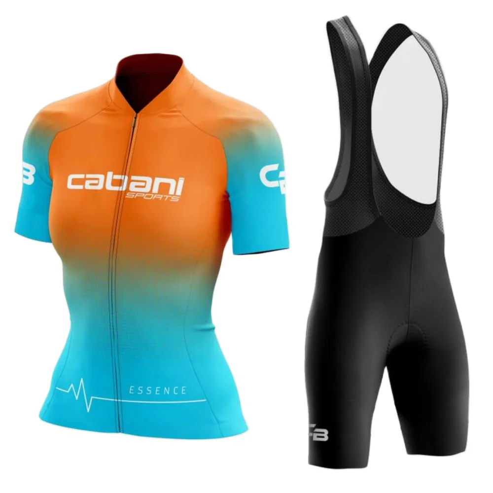 

Women Cabani Sports Cycling Jersey Set Summer Short Sleeve Bib Shorts Suit Breathable Mountain Road Bike Kit Maillot Ciclismo