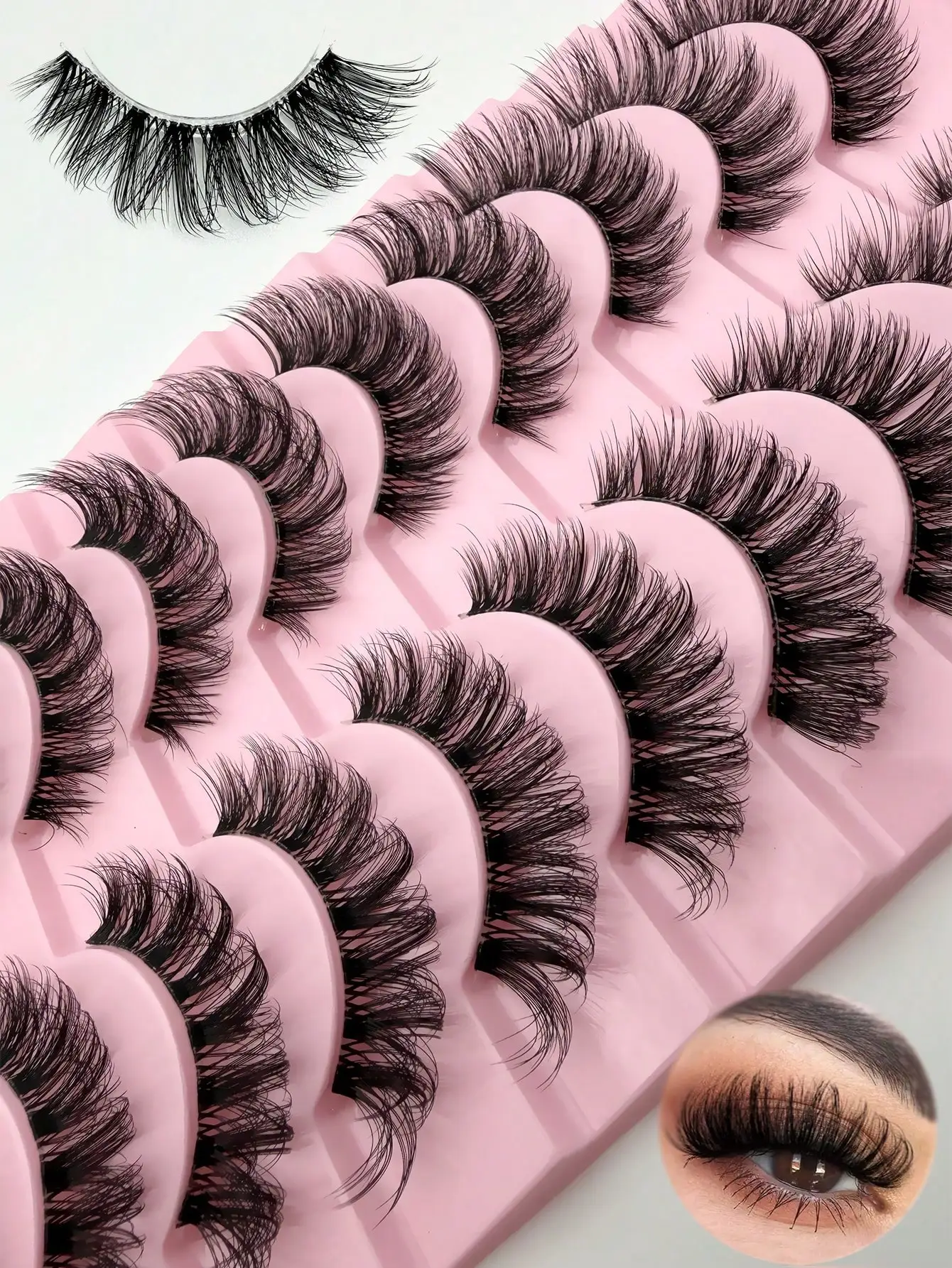 10 Paar Wimpern, natürliche künstliche Wimpern, flauschig, weich, voluminös, dramatisch, lange, gekreuzte Wimpernverlängerung, Make-up – Detail 1