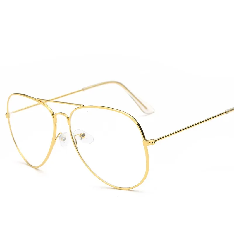  Retro Pilot Style Metal Frame Glasses Women Brand Designer Classic Gold Transparent Clear Lens Optical Men Vintage Eyewear 