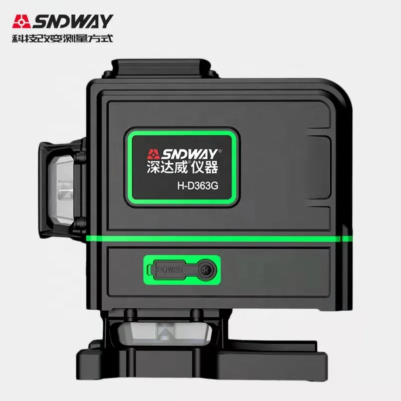 SNDWAY Laser Leveler  3D 12 Lines Remote control Pulse Green Beam Self-leveling 360 Rotary Cross Laser Level SW-363G