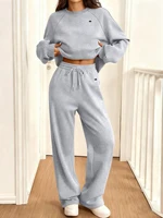 2026 Autumn and Winter Fashion Loose Set Round Neck Sportswear Women's Two-Piece Outfit Comfortable Fitness Jogging Fashion Suit 6