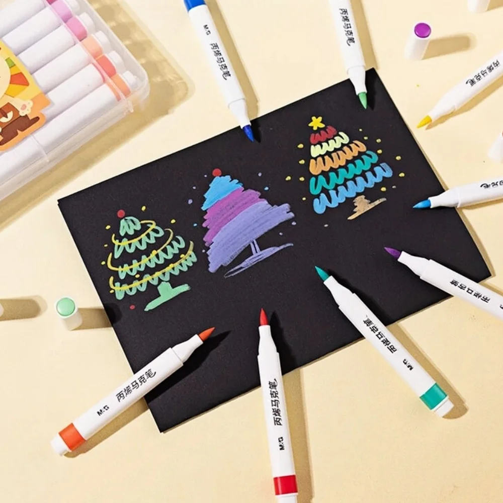 M&G 12/24/36/48 Colors Soft Tip Acrylic Marker Set DIY Hand Drawn Washable Student Graffiti Acrylic Pens Art Drawing Supplies