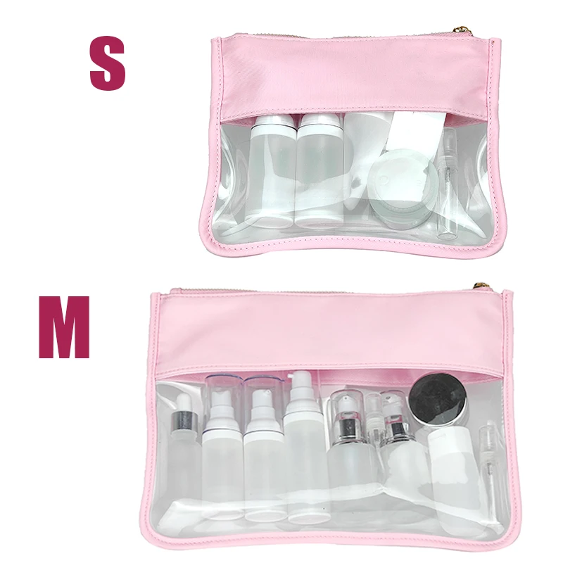 Light Pink Cosmetic Bag Toiletry Pouch Waterproof Storage Nylon Outdoor Makeup Bag Travel Backpack Luggage Organizer Travel Set