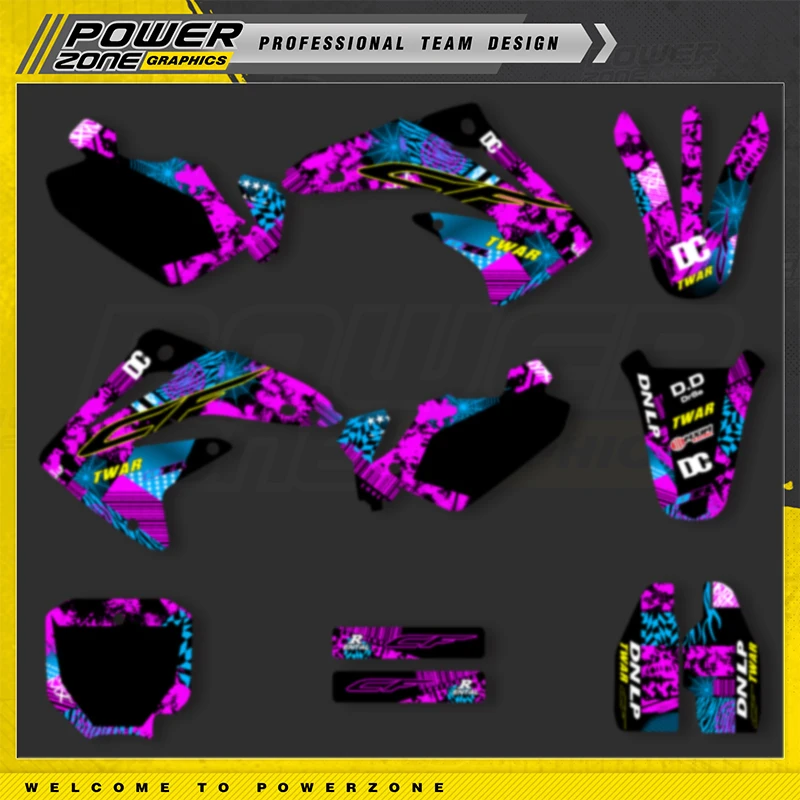 

PowerZone Custom Graphics Backgrounds Decals Motorcycle Stickers Kit For HONDA CR85 2012-2003 85cc Number Name 06