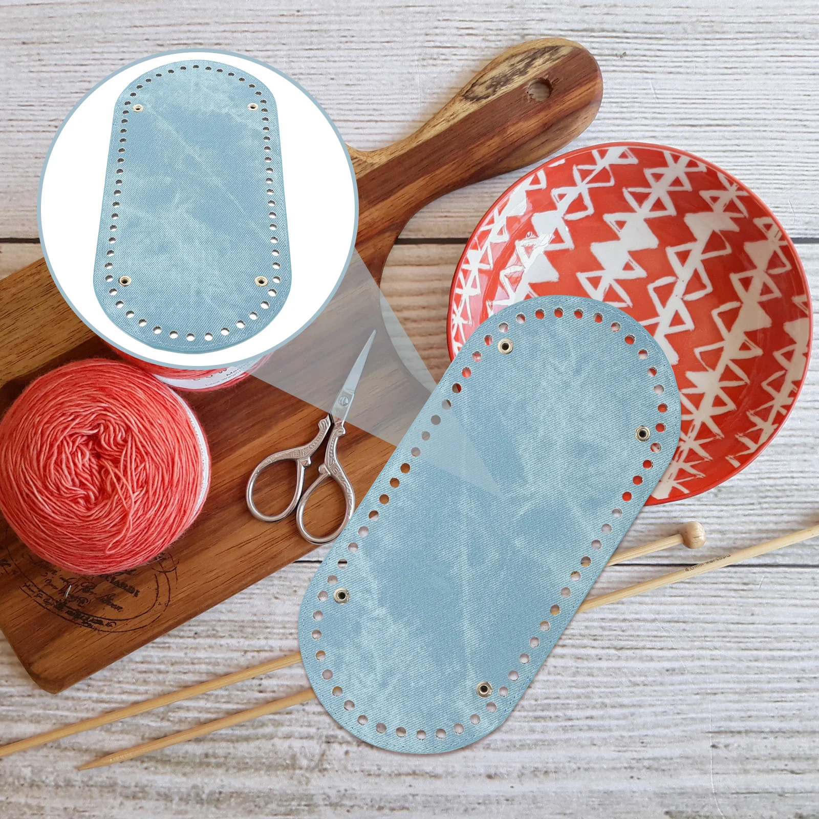 

Denim Cloth Durable Bag Bottom Base Handmade Crochet Pouch DIY Sewing Needle Crochet Plate Grey DIY Bag Material