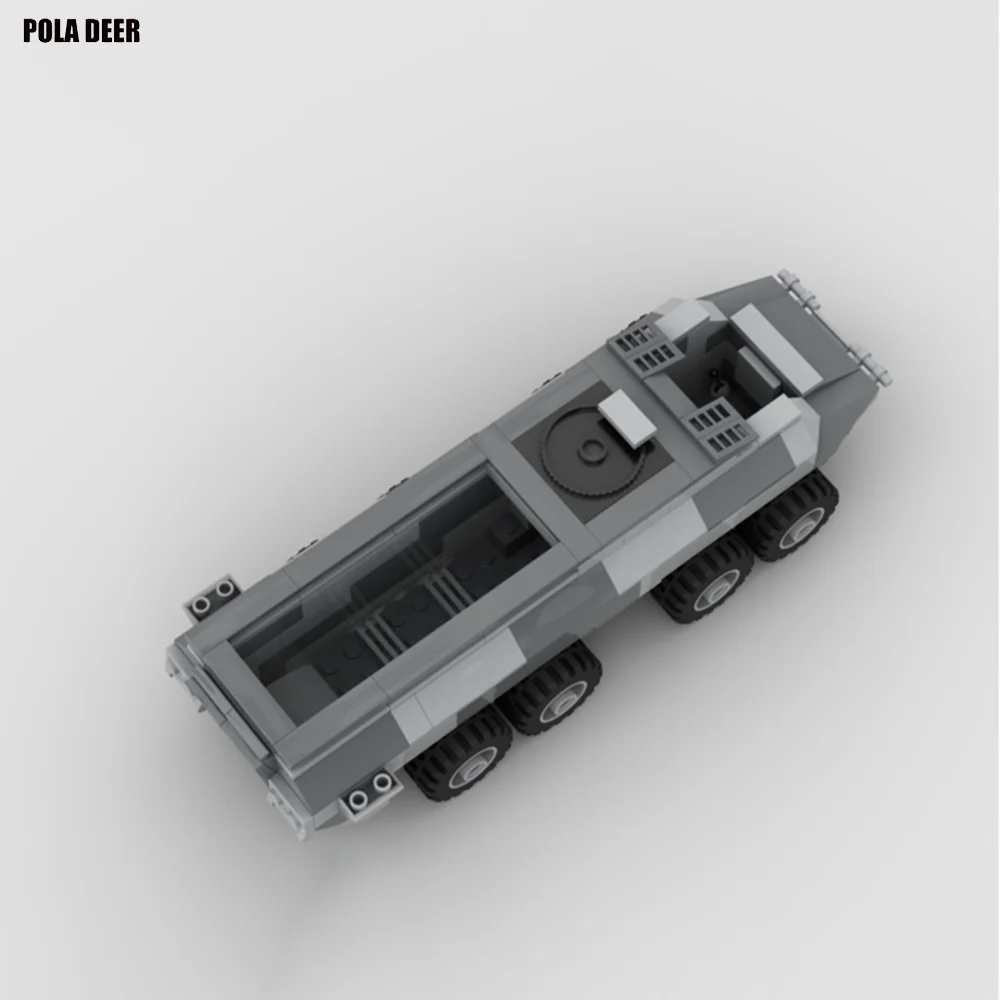 Poladeer-transporte blindado de personal militar para niños, montaje de partículas pequeñas, bloques de construcción, juguete educativo, regalo de cumpleaños, 210 piezas