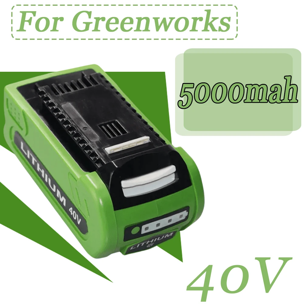 

Lithium ion rechargeable battery 40V 5.0ah/5000mAh suitable for GreEnworks 29462 29472 29282G Max Gmax lawn mower power tools