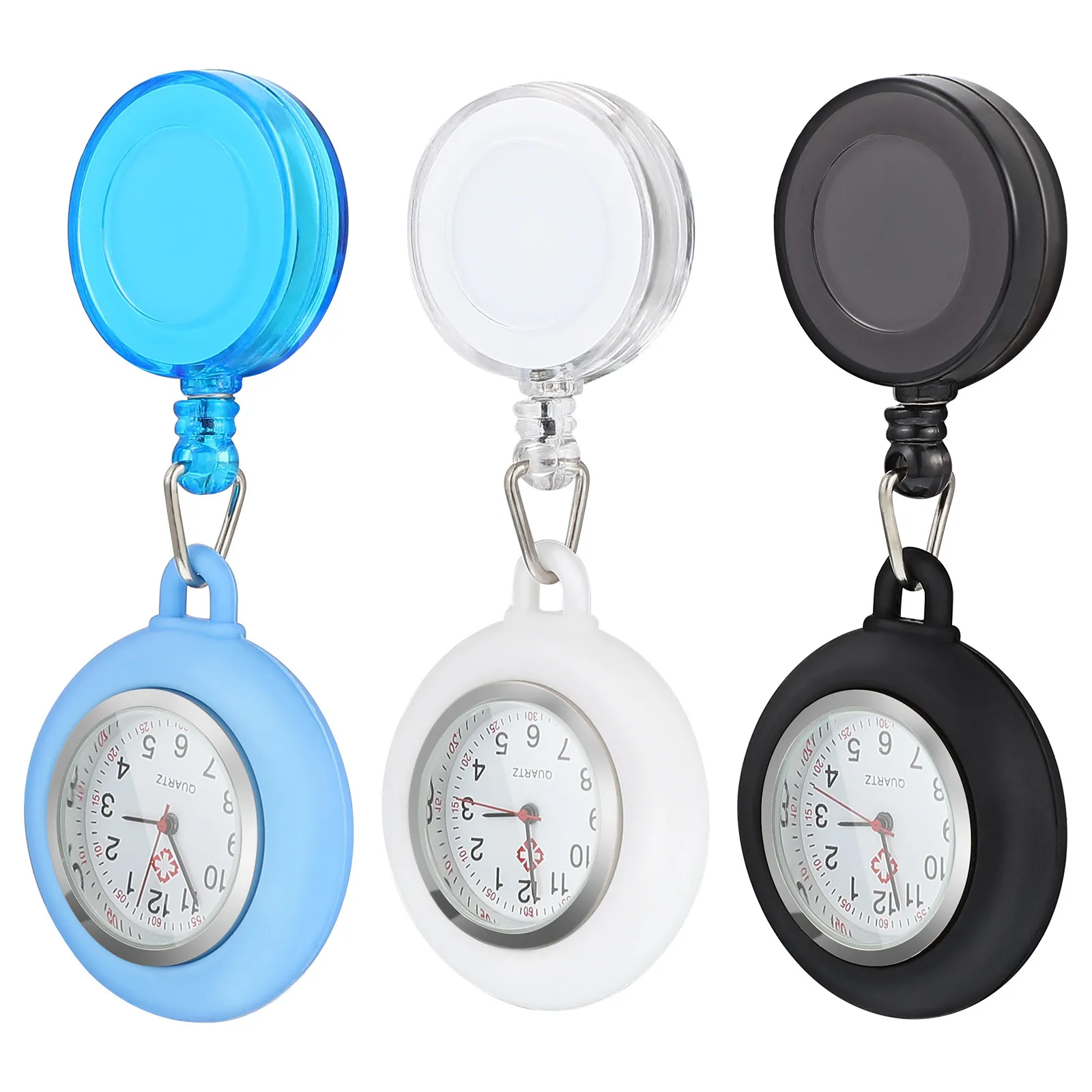 

3Pcs Nurse Pocket Watches Retractable Clip-on Fob Watch for Professionals Hospital Clinic Iv Drip Pulse Timing Easy