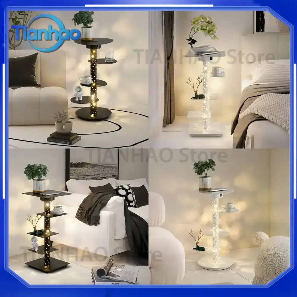Nordic Coffee Table Floor Lamp with Integrated Storage for Living Room Bedside Table and Vertical Desk Lamp