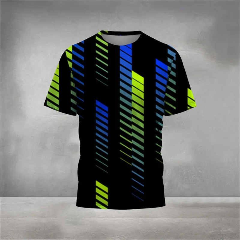 2026 3D-gedrucktes geometrisches Sport-T-Shirt für Herren – Modische Persönlichkeitsmuster-Tees, lockere Sommer-O-Neck-Tops, Kurzarm-T-Shirts