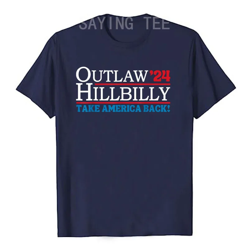 Trump Vance '24 Outlaw Hillbilly US Flag Vintage T-Shirt Humor Funny US Flag Vintage Elections Campaign Tee Short Sleeve Blouses