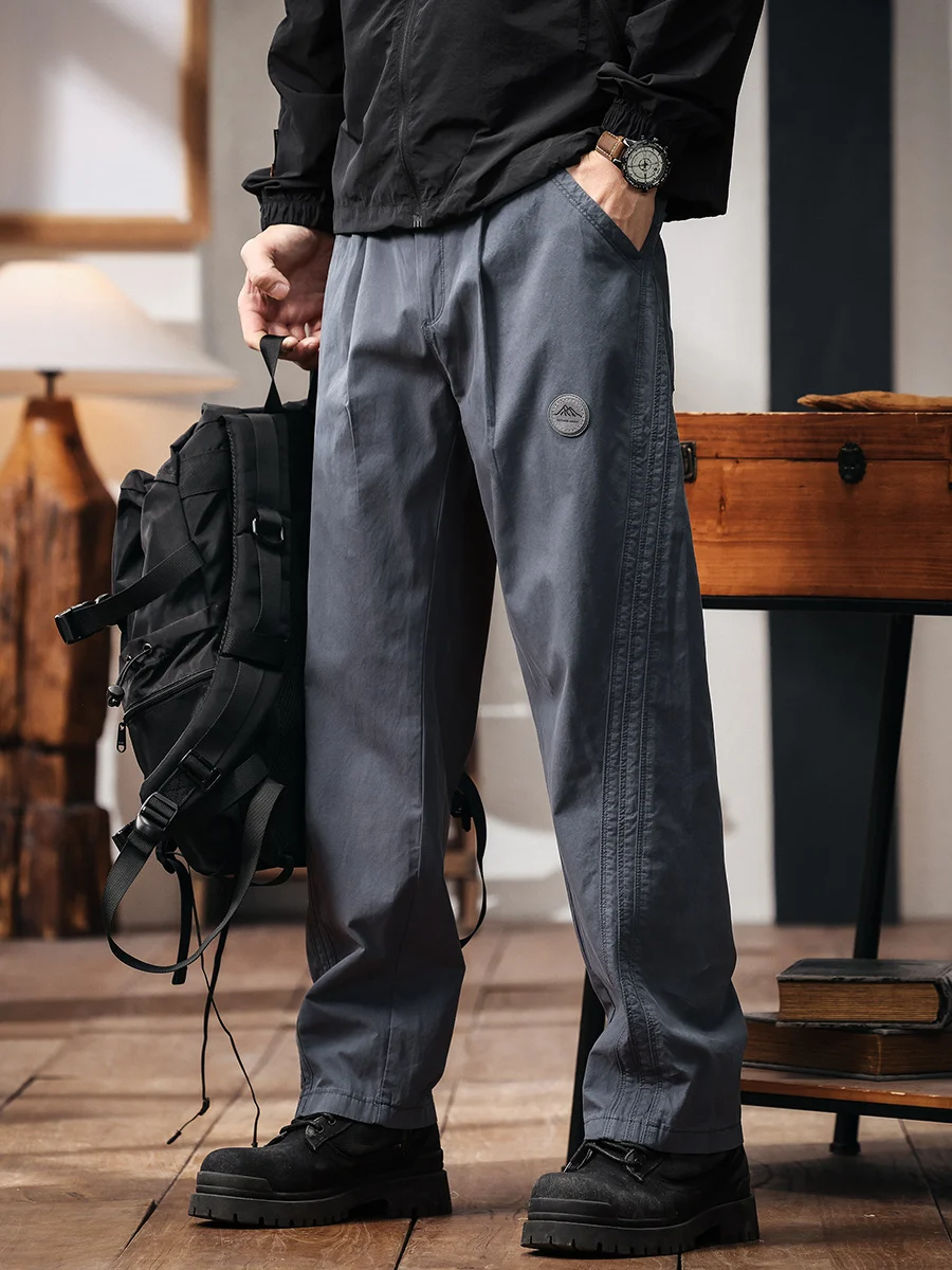 

American Retro Wide Leg Casual Pants Men's Loose Straight Leg Spring High Street Large Size Workwear Pants Faionable Urban ...