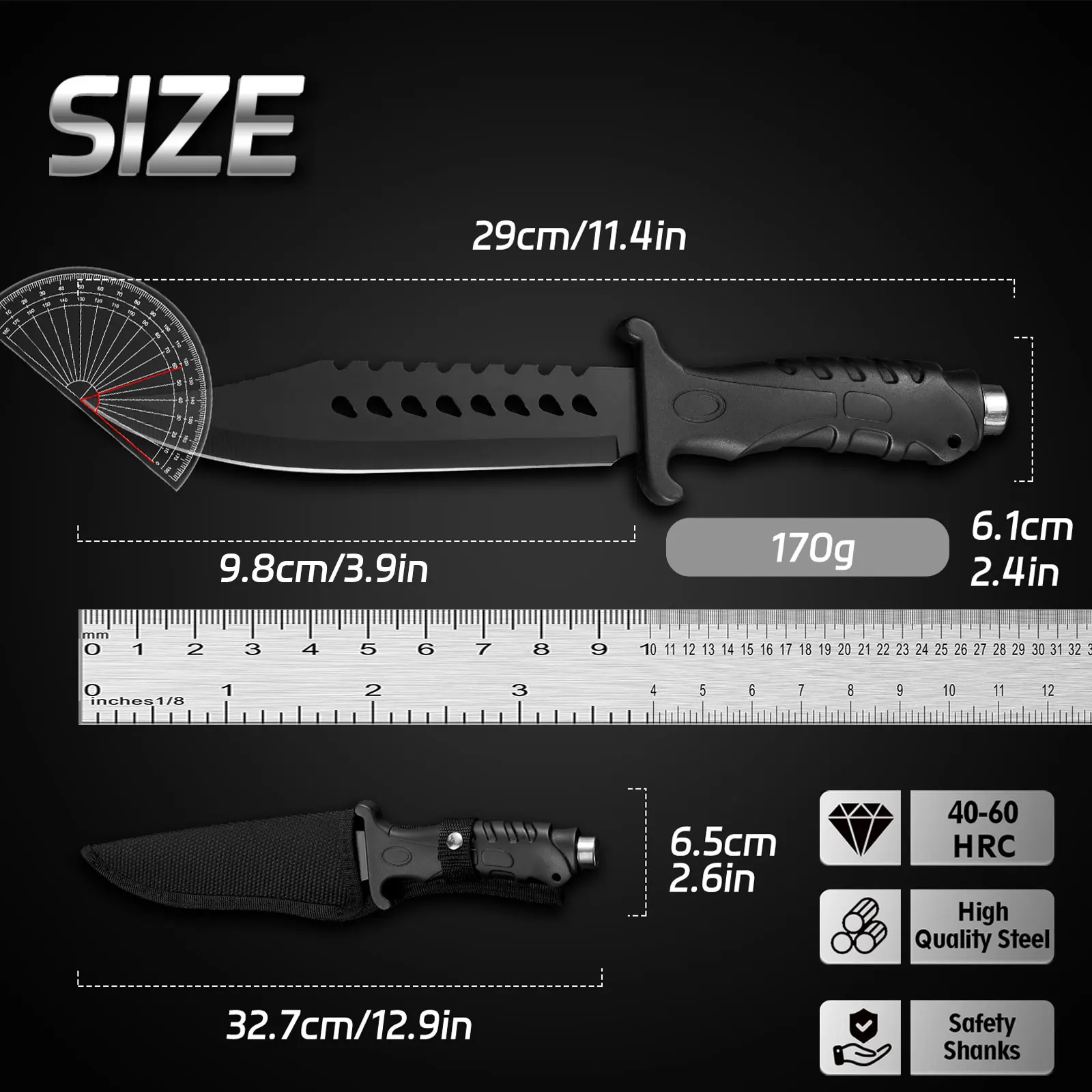 Military Tactical Knife, Field Survival Knife with High Hardness, Self-Defense Knife, Edc Fixed Blade, Sharp Fruit Knife