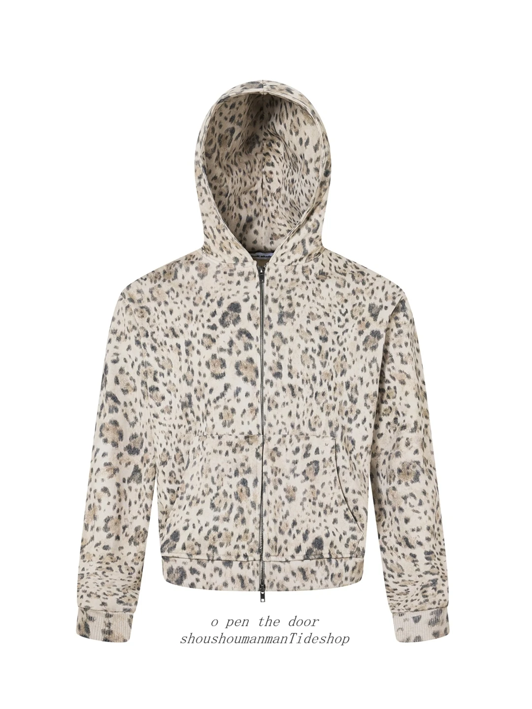 Jaqueta com Capuz Estampada em Leopardo Retro para Homens e Mulheres, Estilo de Rua, Cardigan de Algodão Leve com Zíper, Casa...