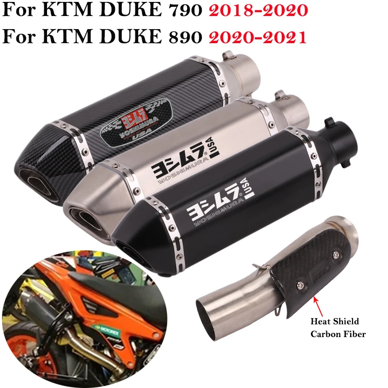 For KTM Duke 790 2018-2020 For Duke 890 890R 2020 2021 Motorcycle Exhaust System Escape Carbon Fiber Cover With Middle Link Pipe