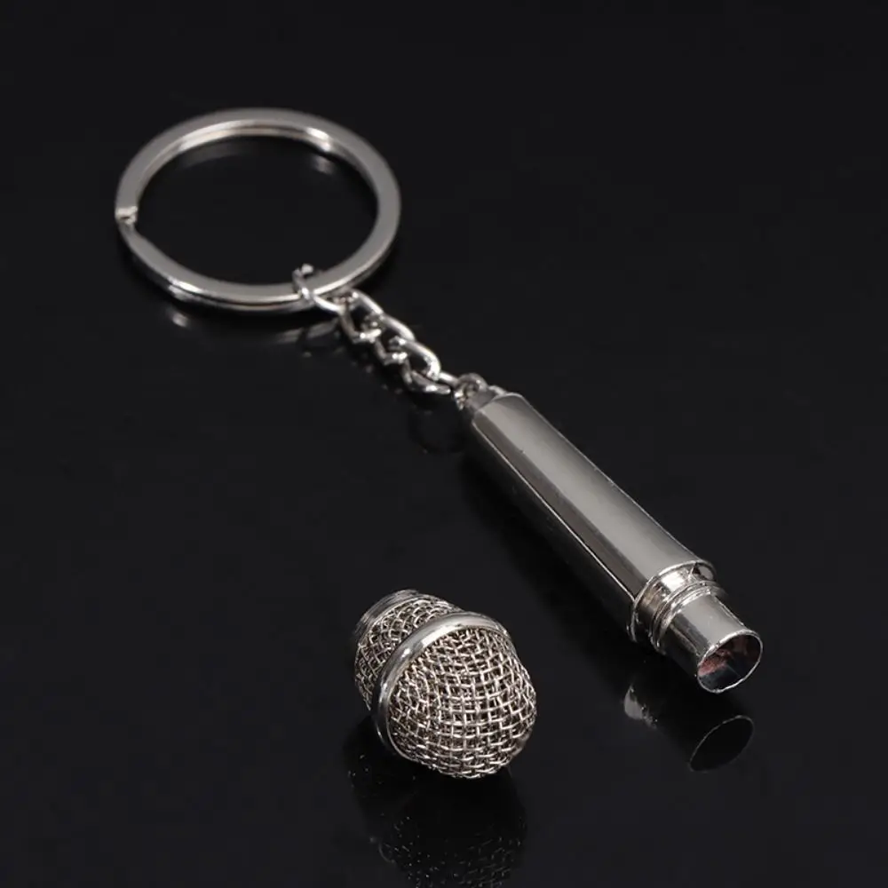 Decoration Fashion Microphone Key Ring Personalized Metal Car Key Holder Cute Design Creative Pendent Key Chain Women Men