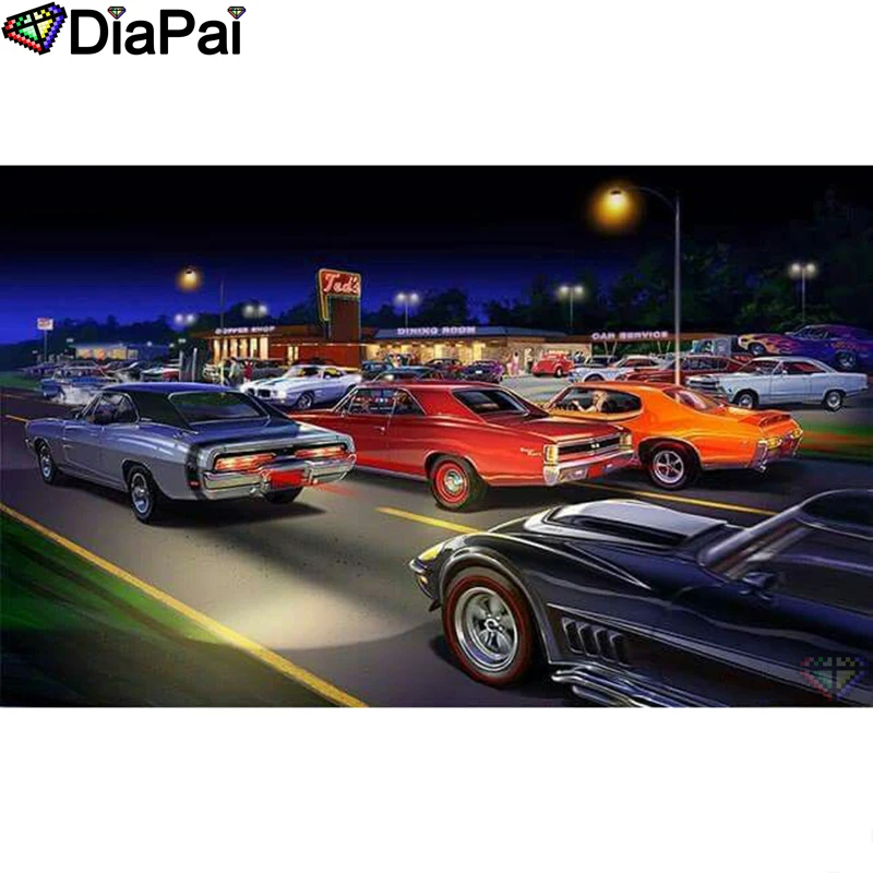 

DIAPAI Diamond Painting 5D DIY 100% Full Square/Round Drill "Car night scene" Diamond Embroidery Cross Stitch 3D Decor A24788