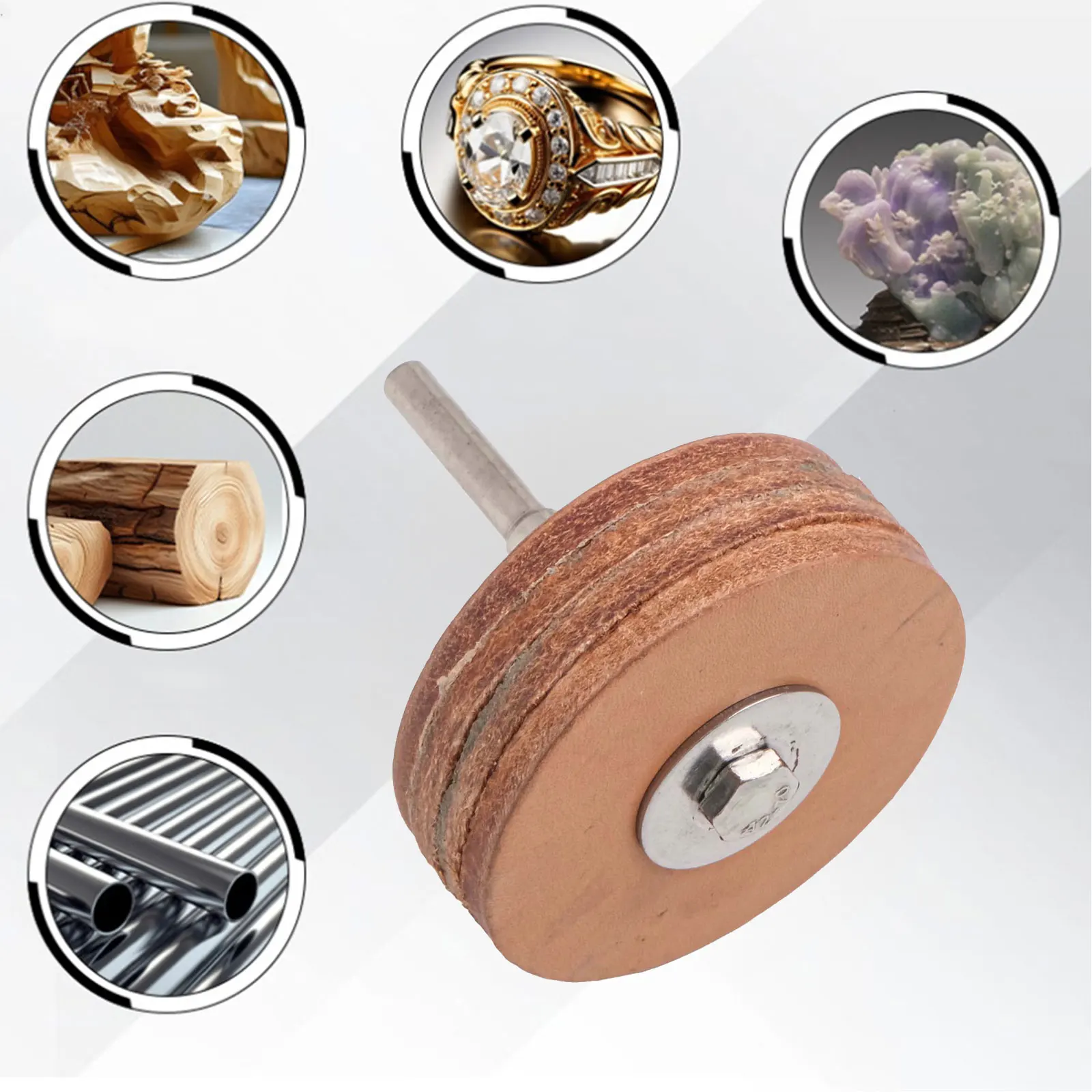 5mm Shank 50mm Cowhides Polishing Wheel Leather Grinding Head Polishing Tool Abrasive Tools Accessories