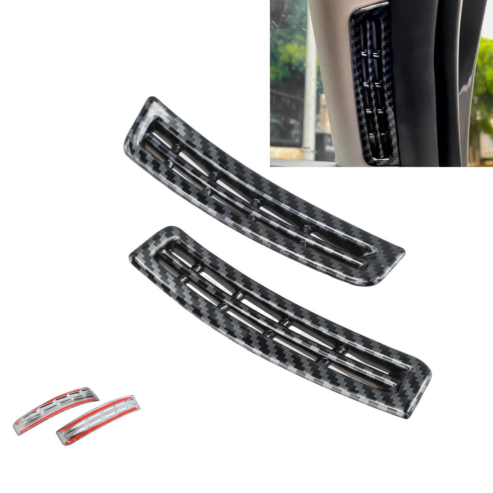 مجموعة من 2 ألياف الكربون نمط عمود تنفيس الهواء يغطي ABS البلاستيك لشركة هيونداي توكسون نموذج سنوات 2022 إلى 2025 الداخلية #5