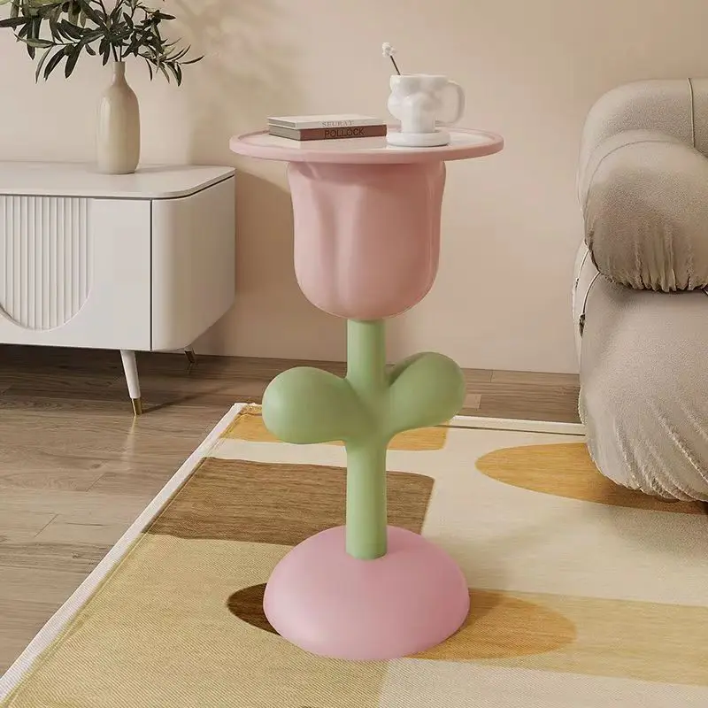 Tulip Coffee Table Living Room Floor Decoration Sofa Side Table Nordic Art Bedside Table Simulated Flower Ornaments Storage Scul