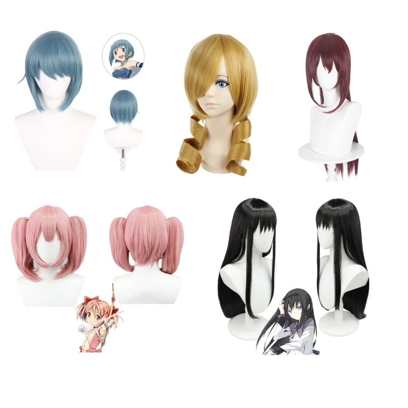 Anime Puella Magi Madoka Magica Kaname Madoka Akemi Homura Miki Sayaka Sakura Kyōko Tomoe Mami Cosplay Wig Halloween Role Play