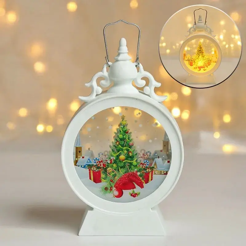 1pc Christmas Round Night Light Desktop Electronic Candlestick Light Holiday Window Decor Ornament Battery Powered (No Plug)