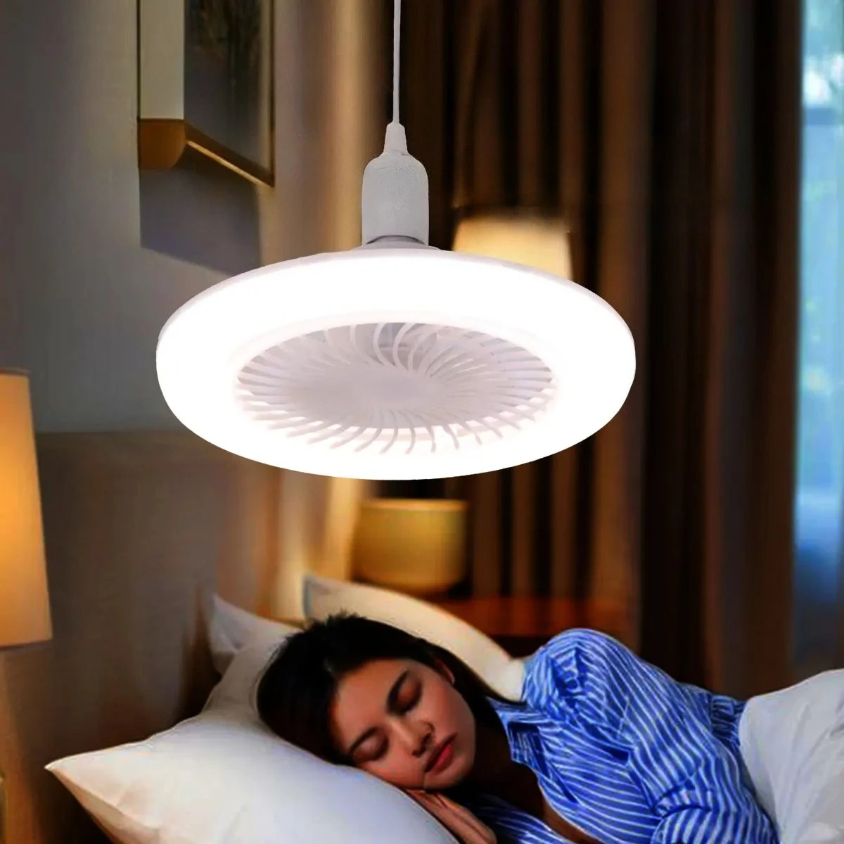 Smart Ceiling Fan with Remote Control Lighting Lamp E27 Converter Base Lighting Base for Bedroom and Living Room