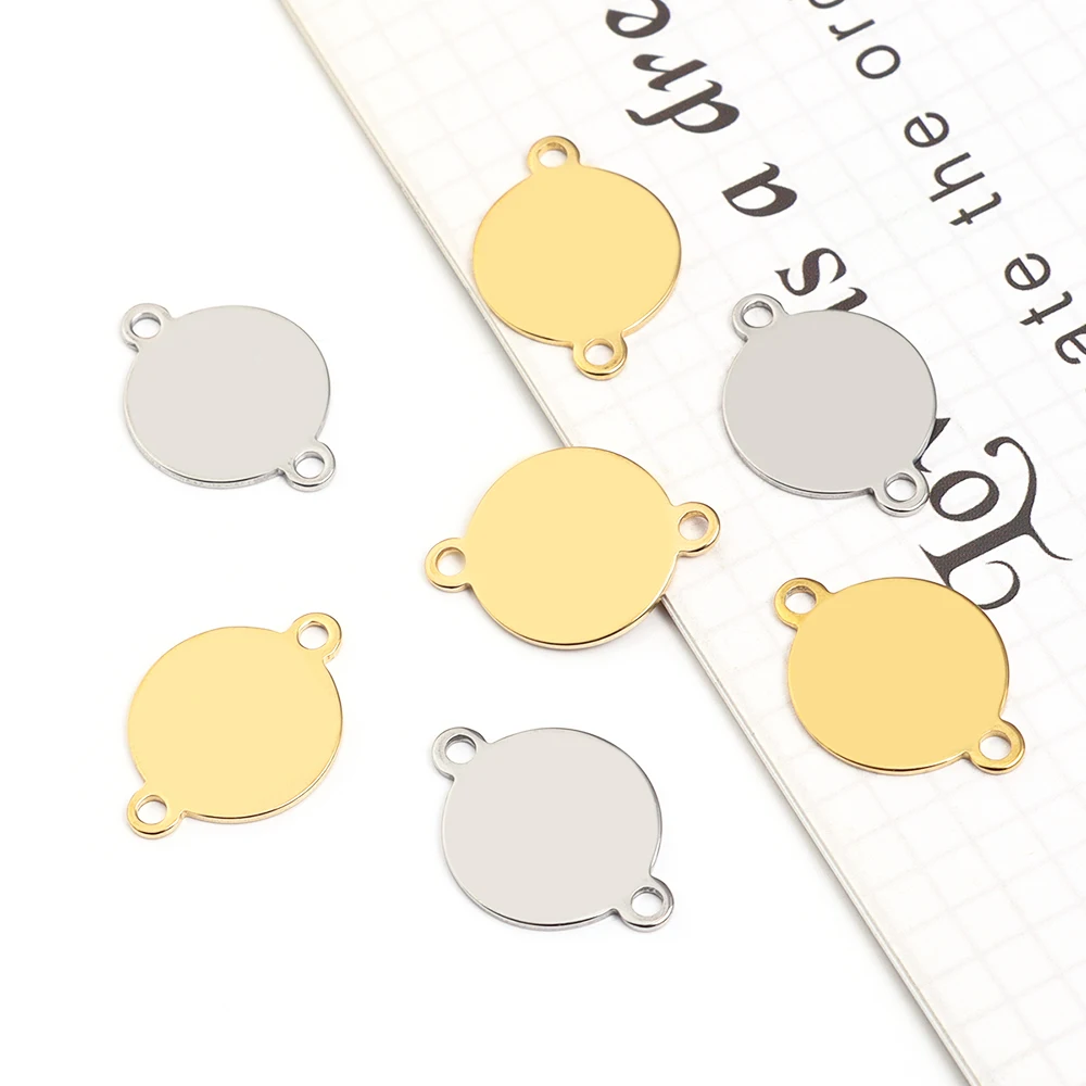 10 Stück runde Edelstahl-Charms für die Schmuckherstellung, Verbinder, Stempeln, leere Erkennungsmarken, Charm-Anhänger, passend für Halsketten im Großhandel – Detail 3