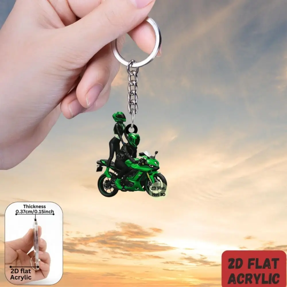 Gifts Acrylic Motorcycle Rider Keychain 2D Flat Motorcycle Rider Pattern Motorcycle Bag Charm Bag Chain Vehicle Interior Decor