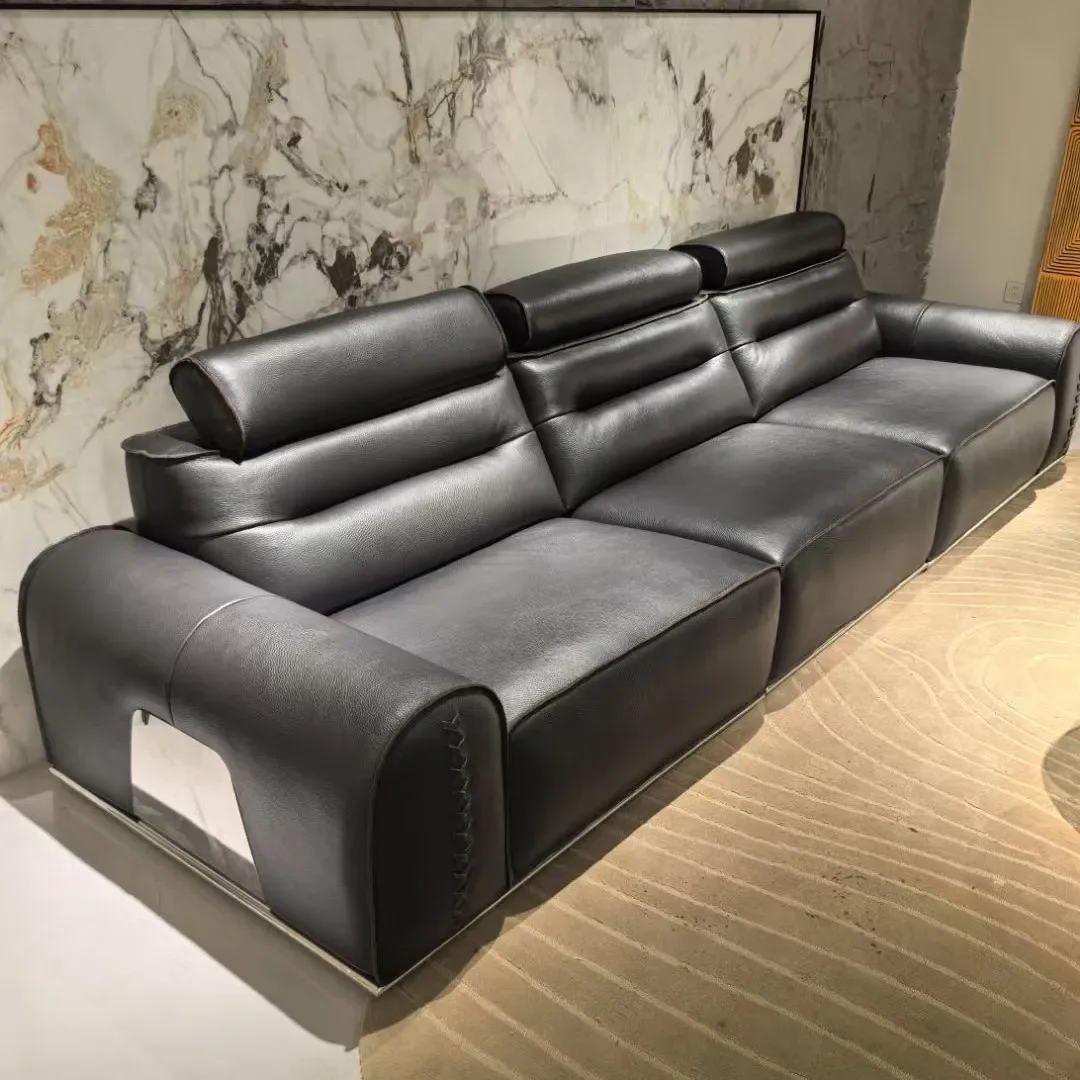 Italian minimalist bull sofa, medieval style living room for three people