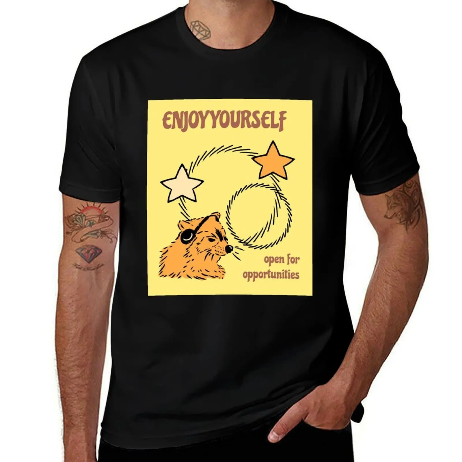 

enjoy yourself raccoon design T-Shirt customs design your own sweat oversized T-shirt men